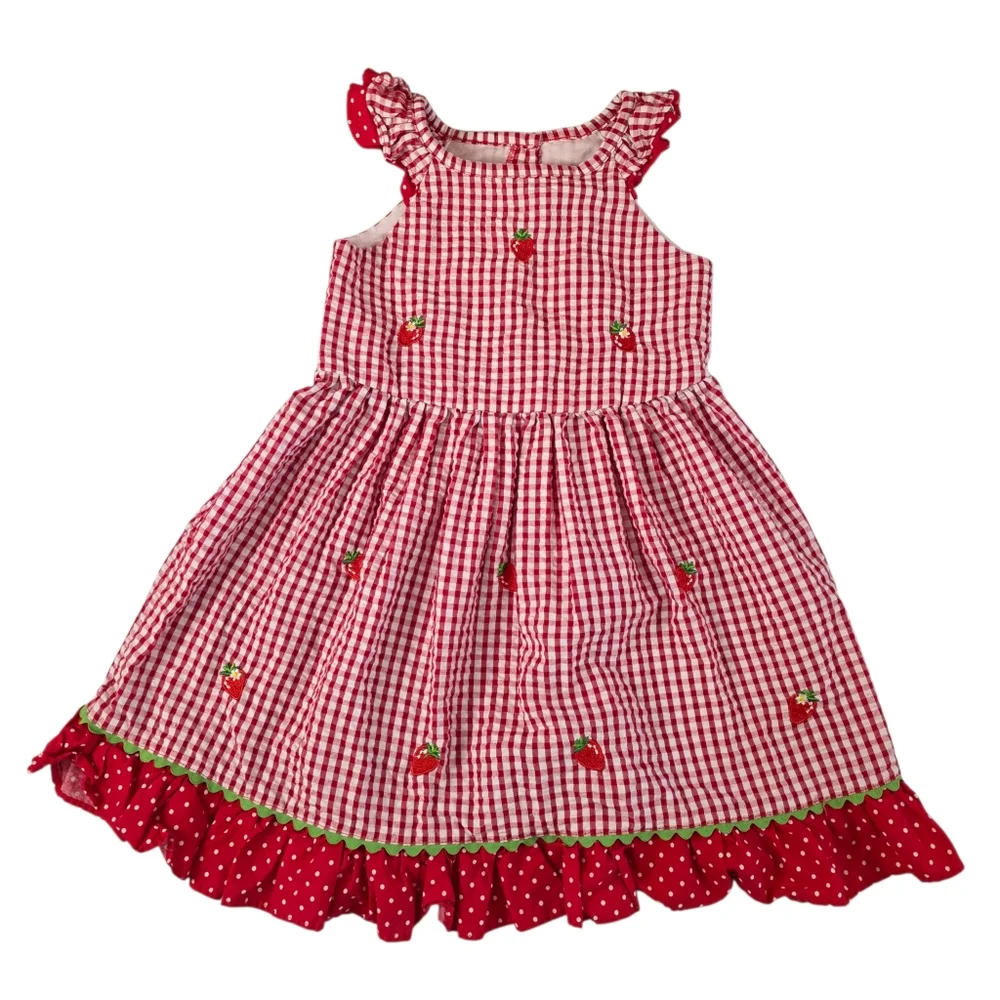 Girls 4T 4pc Spring Summer Dress Bundle Floral Gingham Cottagecore Embroidered - Picture 2 of 15